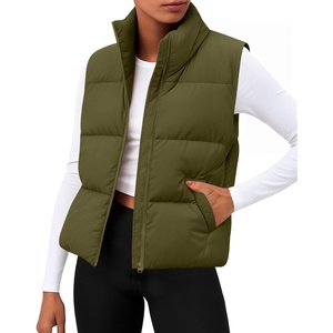 Zeagoo Women Puffer Vest Cropped Winter Outerwear Warm Coat(Green)