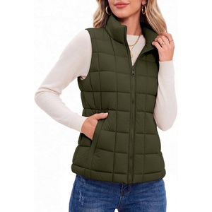 Zeagoo Womens Lightweight Quilted Puffer Vest Stand Collar Zip Up Outerwear(Army Green)