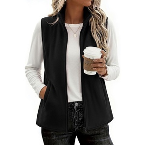 Zeagoo Womens Outerwear Vests With Pockets Zipper Sleeveless Fleece Jackets(Black)