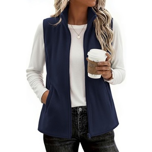 Zeagoo Womens Outerwear Vests With Pockets Zipper Sleeveless Fleece Jackets(Dark Blue)