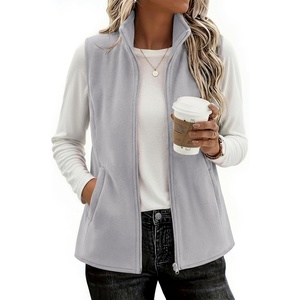 Zeagoo Womens Outerwear Vests With Pockets Zipper Sleeveless Fleece Jackets(Light Grey)