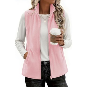 Zeagoo Womens Outerwear Vests With Pockets Zipper Sleeveless Fleece Jackets(Light Pink)