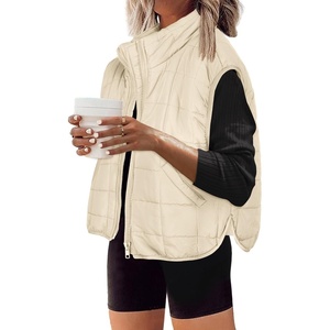 Zeagoo Womens Puffer Vest Ladies Sleeveless Zip Up Outerwear(Light Khaki)