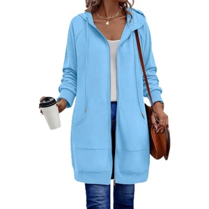 Zeagoo Women’s Zip Up Hoodies Long Sleeve Long Tunic Sweatshirts Oversized(Baby Blue)