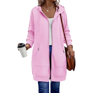 Zeagoo Women’s Zip Up Hoodies Long Sleeve Long Tunic Sweatshirts Oversized(Blush Pink)