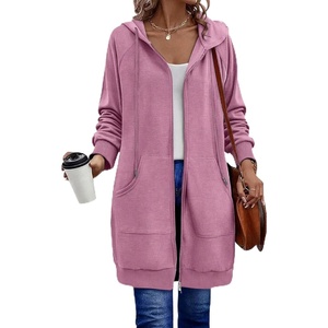 Zeagoo Women’s Zip Up Hoodies Long Sleeve Long Tunic Sweatshirts Oversized(Dusty Rose)