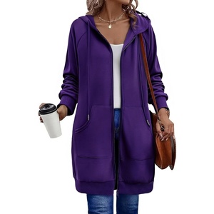 Zeagoo Women’s Zip Up Hoodies Long Sleeve Long Tunic Sweatshirts Oversized(Purple)