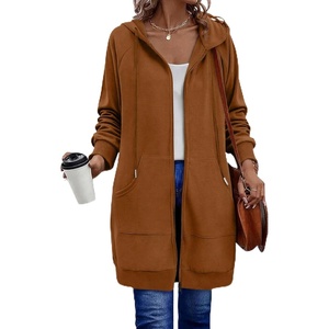 Zeagoo Women’s Zip Up Hoodies Long Sleeve Long Tunic Sweatshirts Oversized(Rust)