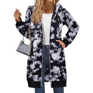 Zeagoo Women’s Zip Up Hoodies Long Sleeve Long Tunic Sweatshirts Oversized(Tie Dye)