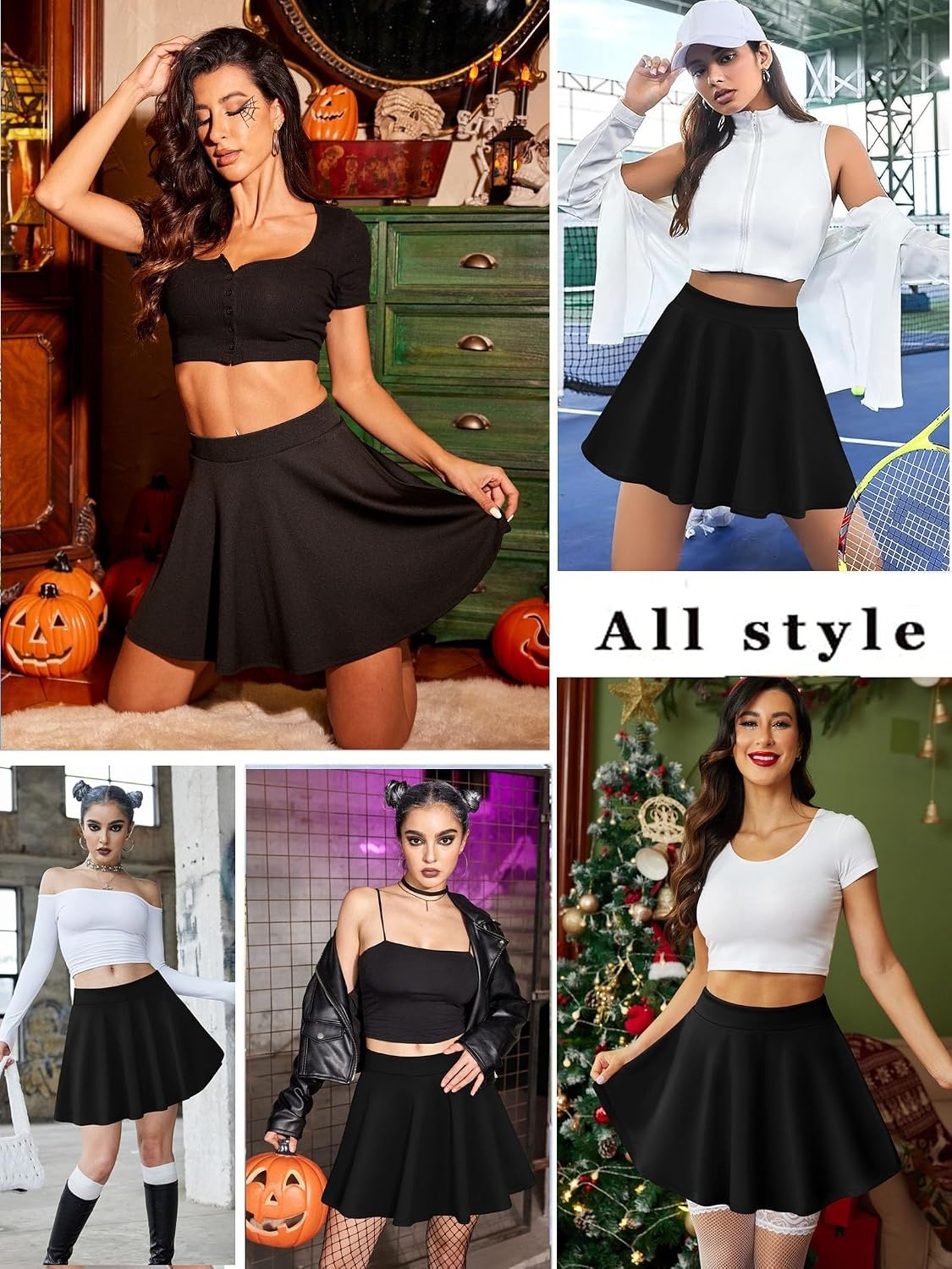 image:imageZeagoo Womens Skirt Basic Mini Skater Skirt 2026 Summer Skirts Stretchable High Waist ALine Party Club Skirts01 Black