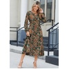 Zeagoo Long Sleeve Dresses for Women 2026 Fall Winter Casual Flowy A-Line Boho Midi Party Long Dress with Pockets(Dark Teal Paisley)