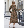 Zeagoo Long Sleeve Dresses for Women 2026 Fall Winter Casual Flowy A-Line Boho Midi Party Long Dress with Pockets(Dark Teal Paisley)