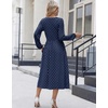Zeagoo Long Sleeve Dresses for Women 2026 Fall Winter Casual Flowy A-Line Boho Midi Party Long Dress with Pockets(Navy Round Dot)