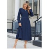 Zeagoo Long Sleeve Dresses for Women 2026 Fall Winter Casual Flowy A-Line Boho Midi Party Long Dress with Pockets(Navy Round Dot)