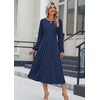 Zeagoo Long Sleeve Dresses for Women 2026 Fall Winter Casual Flowy A-Line Boho Midi Party Long Dress with Pockets(Navy Round Dot)