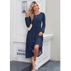 Zeagoo Long Sleeve Dresses for Women 2026 Fall Winter Casual Flowy A-Line Boho Midi Party Long Dress with Pockets(Navy Round Dot)