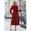 Zeagoo Long Sleeve Dresses for Women 2026 Fall Winter Casual Flowy A-Line Boho Midi Party Long Dress with Pockets(Wine Red Plaid)