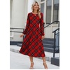 Zeagoo Long Sleeve Dresses for Women 2026 Fall Winter Casual Flowy A-Line Boho Midi Party Long Dress with Pockets(Wine Red Plaid)