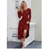 Zeagoo Long Sleeve Dresses for Women 2026 Fall Winter Casual Flowy A-Line Boho Midi Party Long Dress with Pockets(Wine Red Plaid)