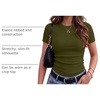 Zeagoo Women’s Ribbed Short Sleeve Tops Crewneck Stretch Basic Tshirt S-2XL(Army Green)