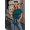 Zeagoo Women’s Ribbed Short Sleeve Tops Crewneck Stretch Basic Tshirt S-2XL(Blue Green)