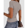 Zeagoo Women’s Ribbed Short Sleeve Tops Crewneck Stretch Basic Tshirt S-2XL(Dark Brown Stripe)