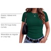Zeagoo Women’s Ribbed Short Sleeve Tops Crewneck Stretch Basic Tshirt S-2XL(Dark Green)