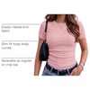 Zeagoo Women’s Ribbed Short Sleeve Tops Crewneck Stretch Basic Tshirt S-2XL(Pink)