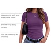 Zeagoo Women’s Ribbed Short Sleeve Tops Crewneck Stretch Basic Tshirt S-2XL(Purple)