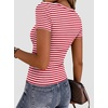 Zeagoo Women’s Ribbed Short Sleeve Tops Crewneck Stretch Basic Tshirt S-2XL(Red Stripe)
