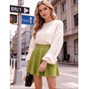 Zeagoo Women’s Skirt Basic Mini Skater Skirt 2026 Summer Skirts Stretchable High Waist A-Line Party Club Skirts(Lime Green)